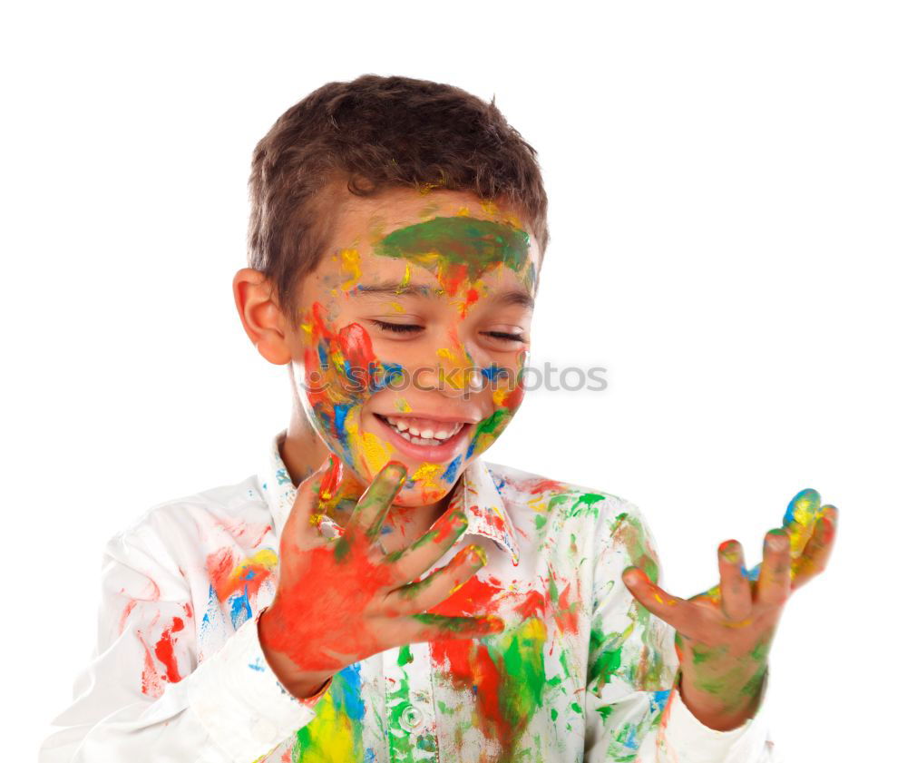 Similar – Image, Stock Photo boy with painted face and T-shirt painting