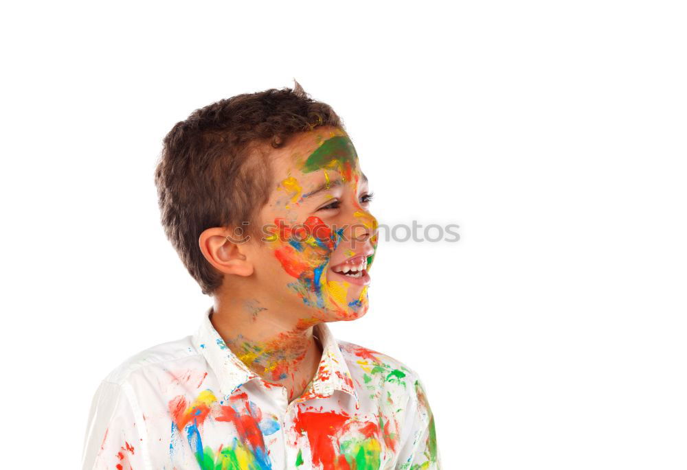 Similar – Image, Stock Photo boy with painted face and T-shirt painting