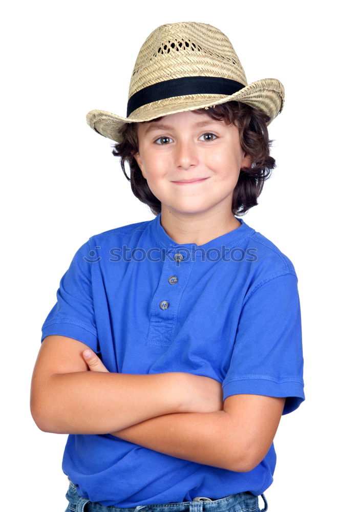 Similar – Portrait of a cute kid with hat in front of a ocean