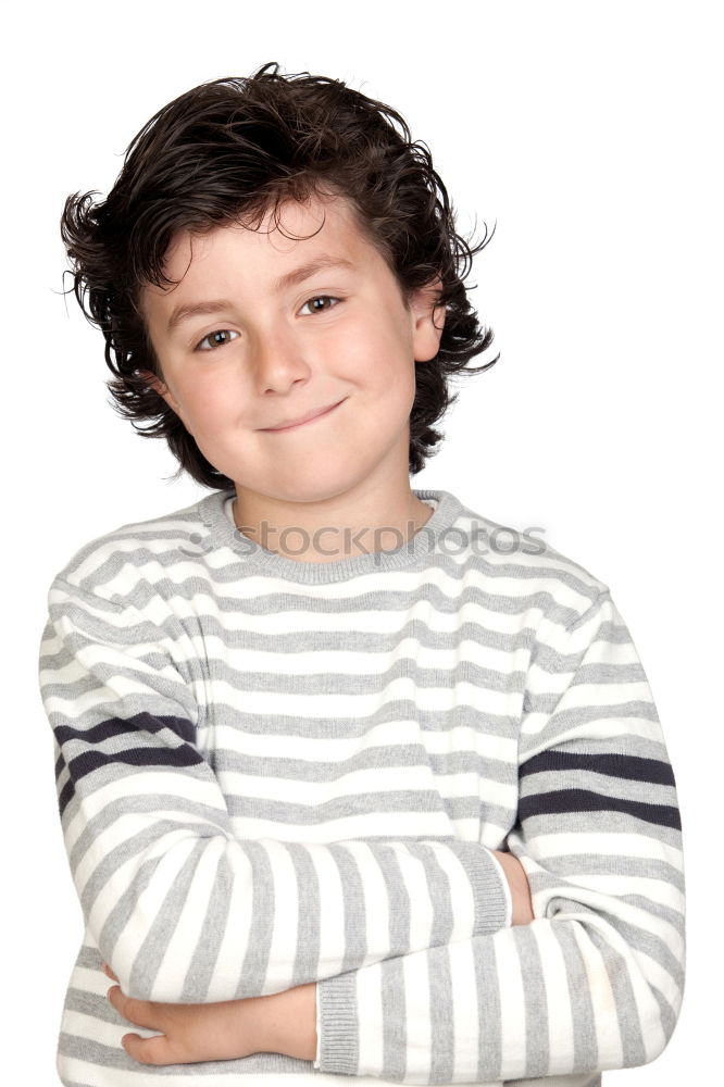 Similar – Portrait of a cute kid with hat in front of a ocean