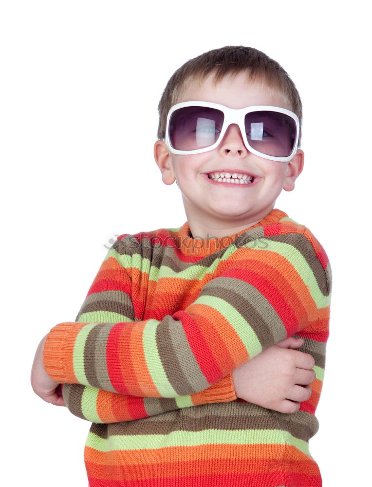 Similar – boy smiling and looking up with carboard glasses