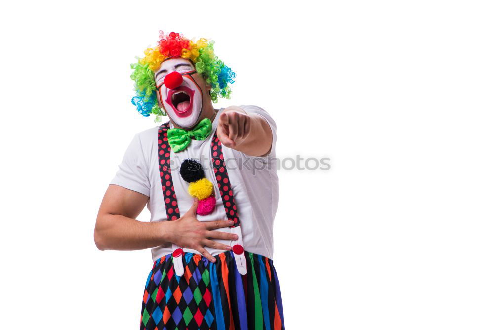 Similar – Man with FFP2 mask and red clown nose