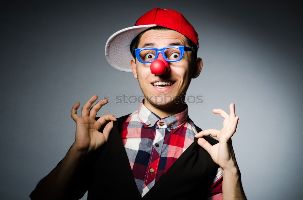 Similar – funny man at christmas on black background