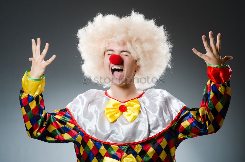 Similar – Close up portrait of a woman with red clown nose