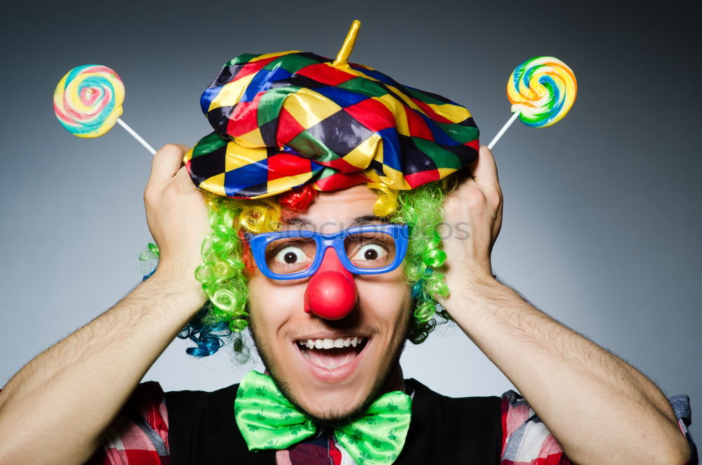 Similar – Close up portrait of a woman with red clown nose