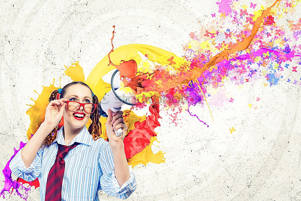 Similar – Image, Stock Photo Black woman with afro hair celebrating with confetti.