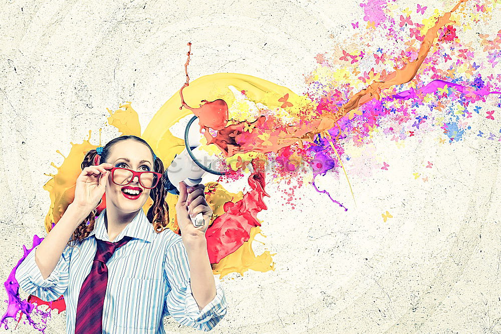 Similar – Image, Stock Photo Black woman with afro hair celebrating with confetti.