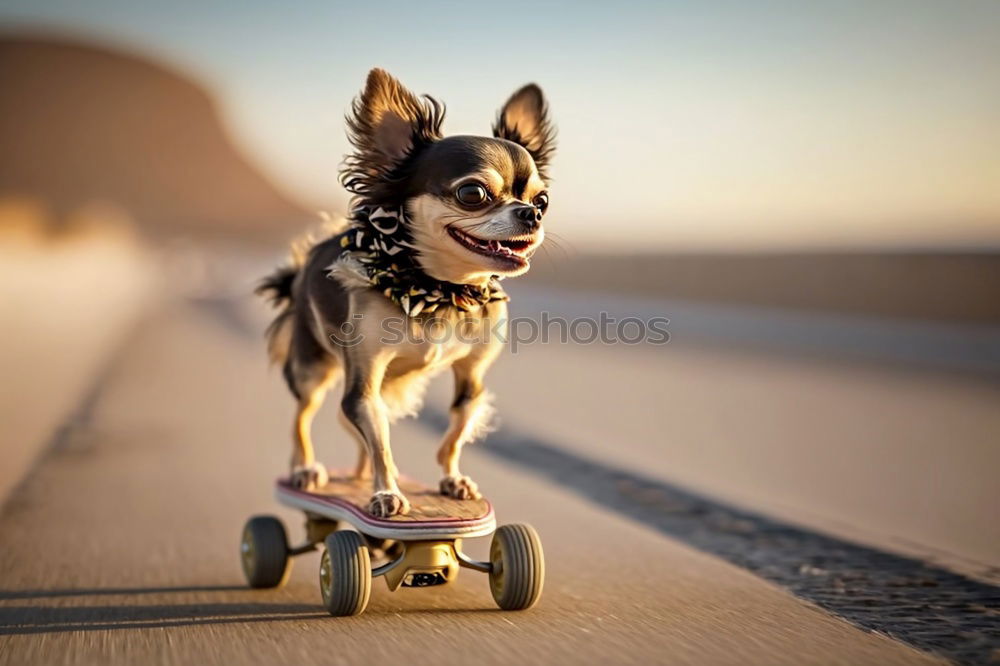 Image, Stock Photo Group of people with young cute puppy at beach