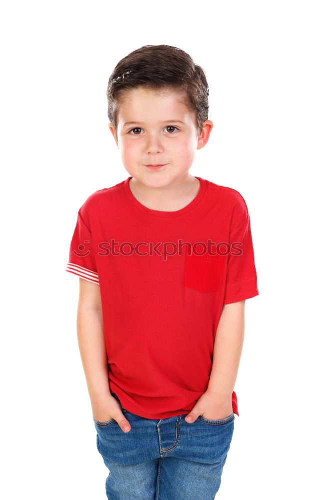 Similar – Image, Stock Photo Happy child with red t-shirt in the garden