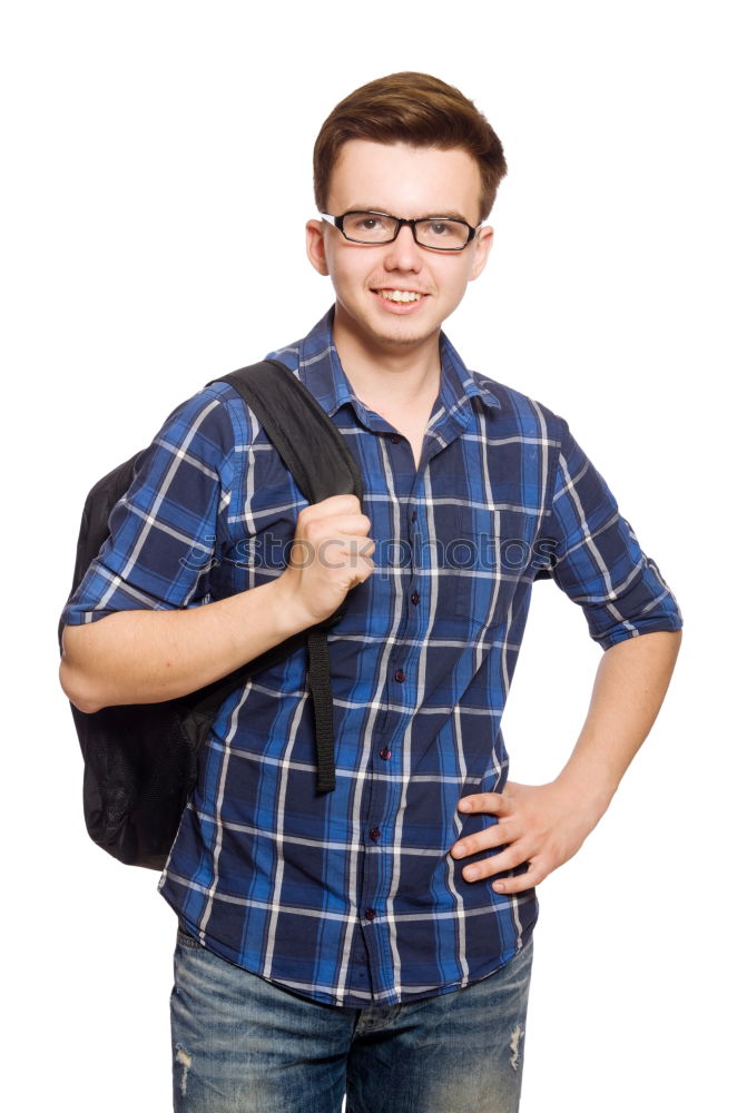 Similar – Young urban man using smartphone walking in street in an urban park