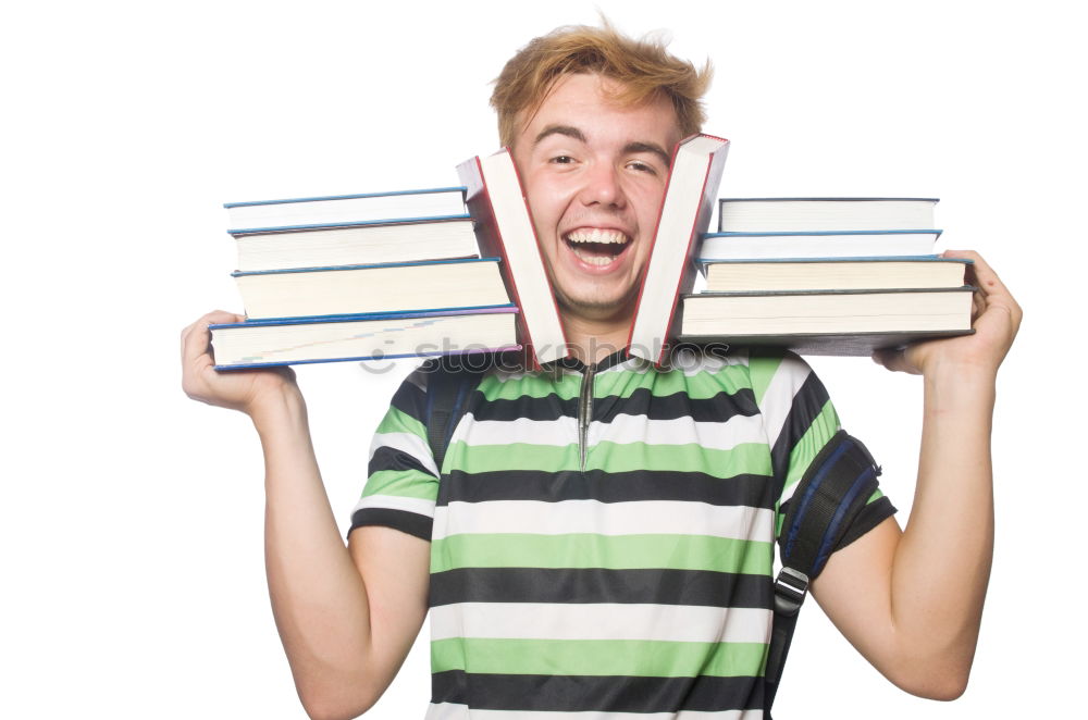 Similar – Image, Stock Photo happy and smiling child with book on head