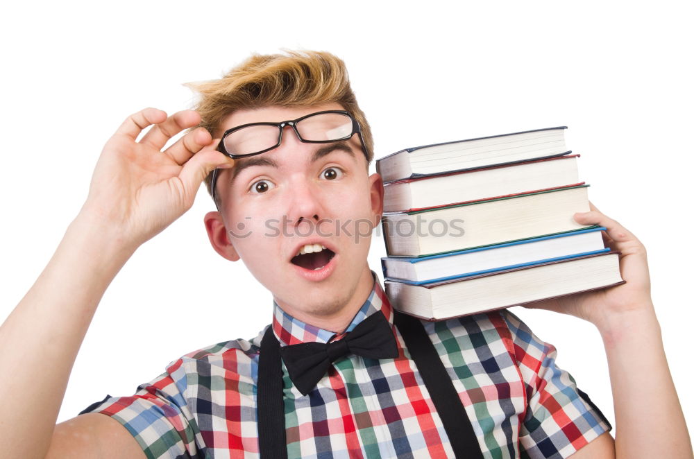 Similar – Image, Stock Photo happy and smiling child with book on head