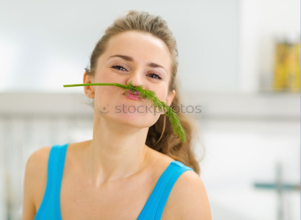 Similar – not so young caucasian woman reaching the end of her watermelon