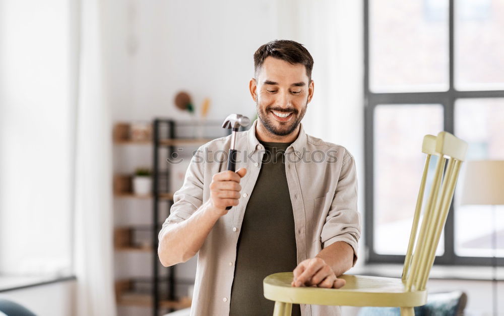 Similar – Image, Stock Photo Happy young man seating in a restaurant