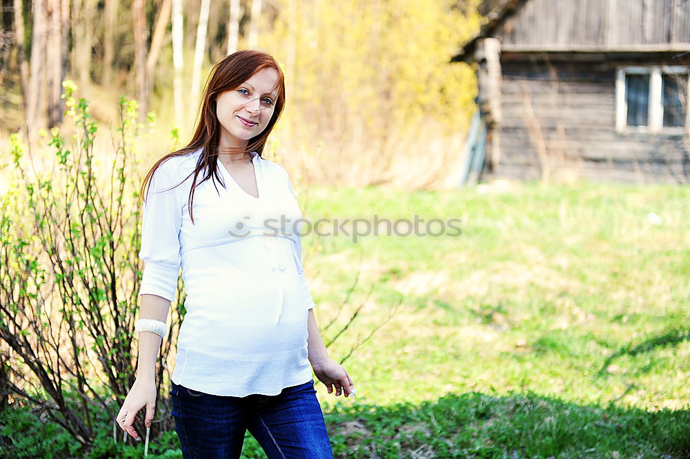 Similar – Image, Stock Photo Portrait of a pregnant woman in autumn