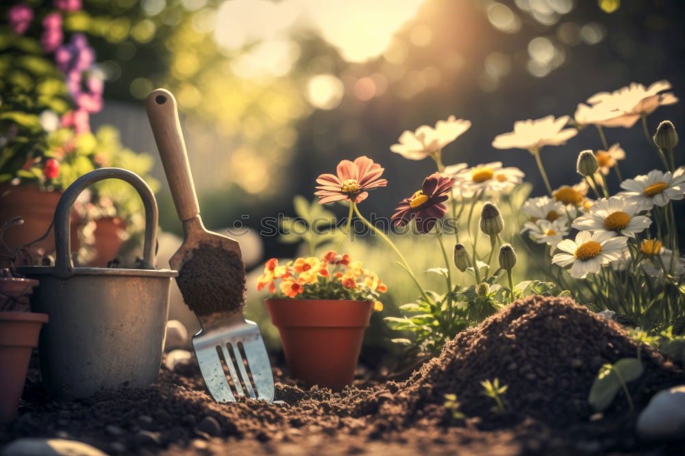 Planting flowers in the garden