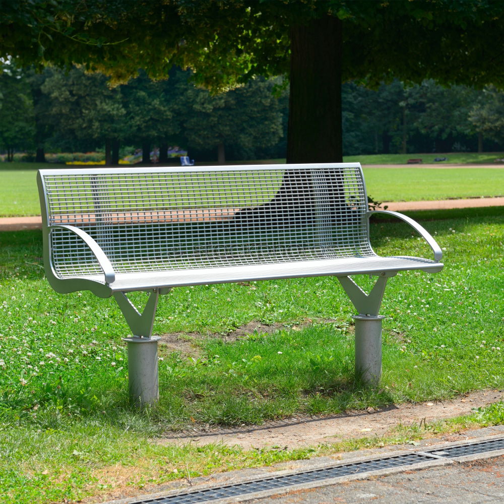 red bench in park Garden