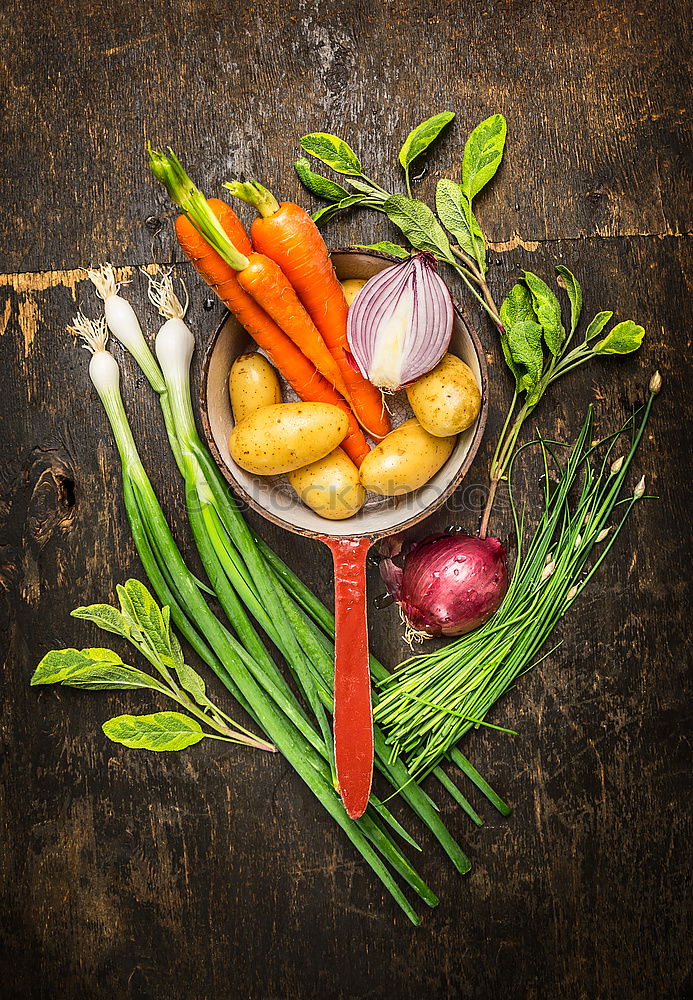 Similar – Image, Stock Photo Potatoes with rosemary, garlic and spices, ingredients