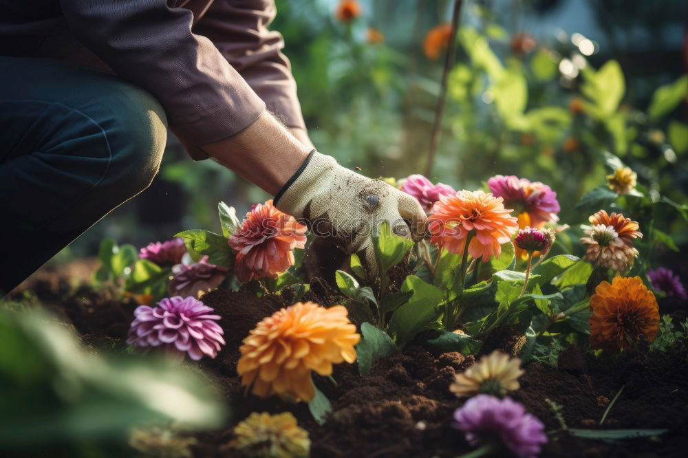 Similar – Image, Stock Photo Woman’s hands transplanting plant.