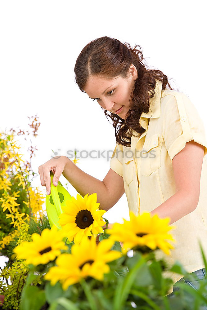 Similar – Image, Stock Photo Binding a bouquet of garden flowers