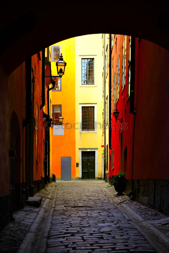 Similar – Image, Stock Photo Meeting of two gondolas that meet in the canals…of Venice. One sees only the front of the boats. In the background there is an old door with bars.