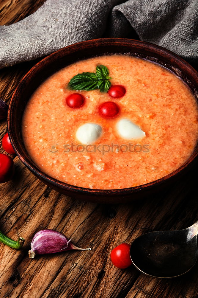 Similar – Image, Stock Photo Typical spanish salmorejo