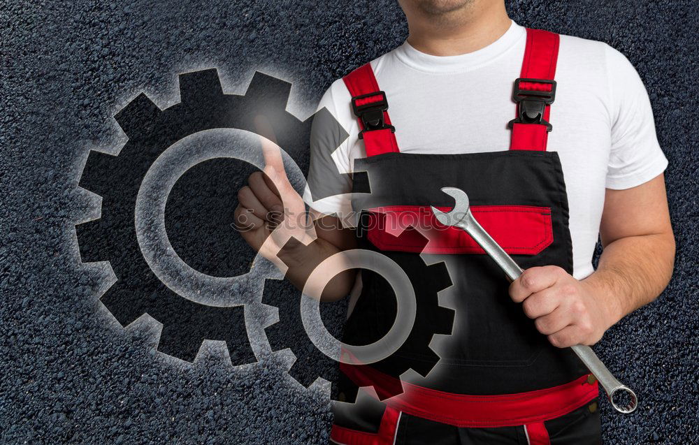 Image, Stock Photo Mechanic fixing a compressor engine