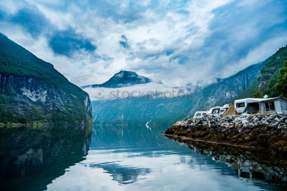 Similar – house in Norwegian lake