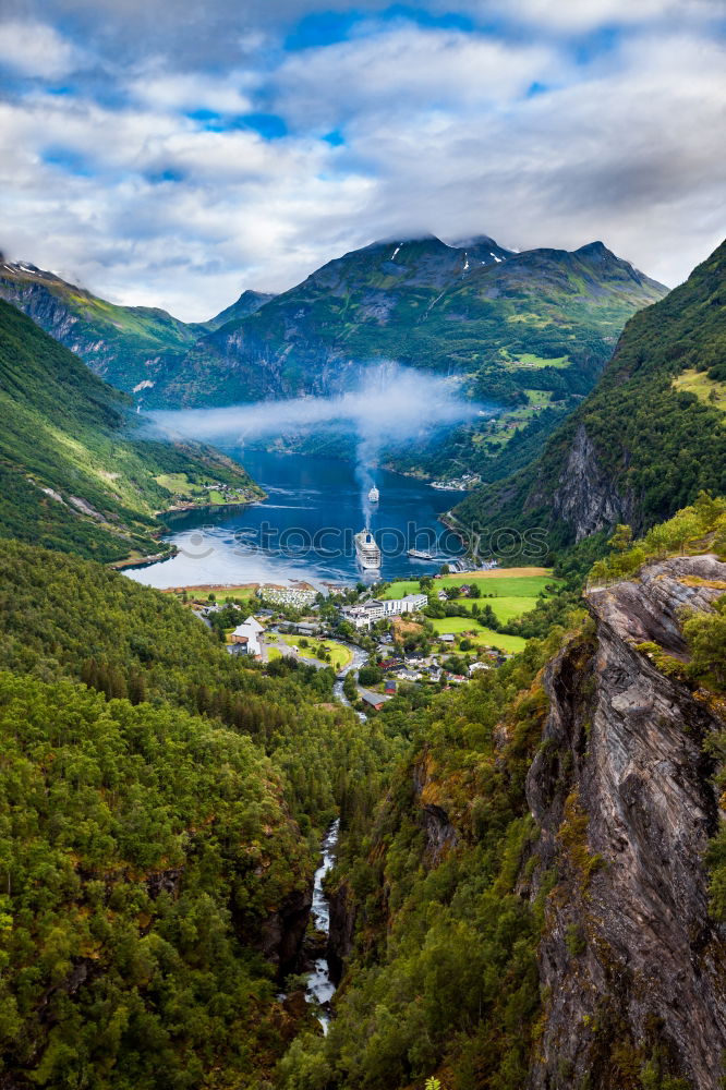 Similar – Image, Stock Photo View of the Geirangerfjord in Norway