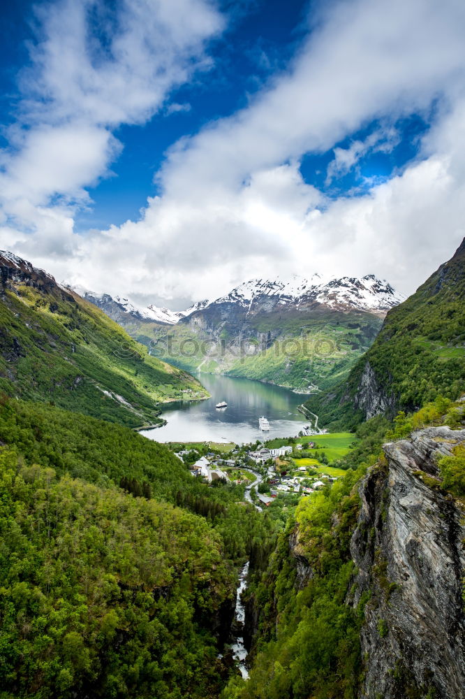 Similar – Image, Stock Photo View of the Geirangerfjord in Norway