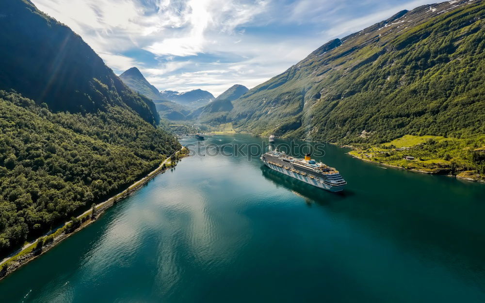 Similar – Cruise ships in the Geirangerfjord