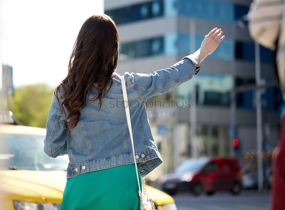 Similar – Image, Stock Photo Happy girl posing on the street