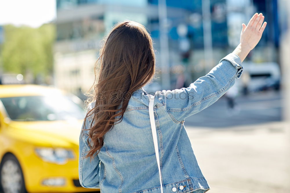 Similar – Image, Stock Photo Happy girl posing on the street