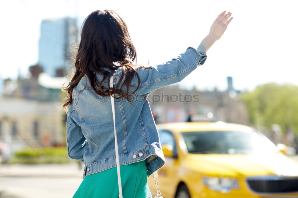 Image, Stock Photo Happy girl posing on the street