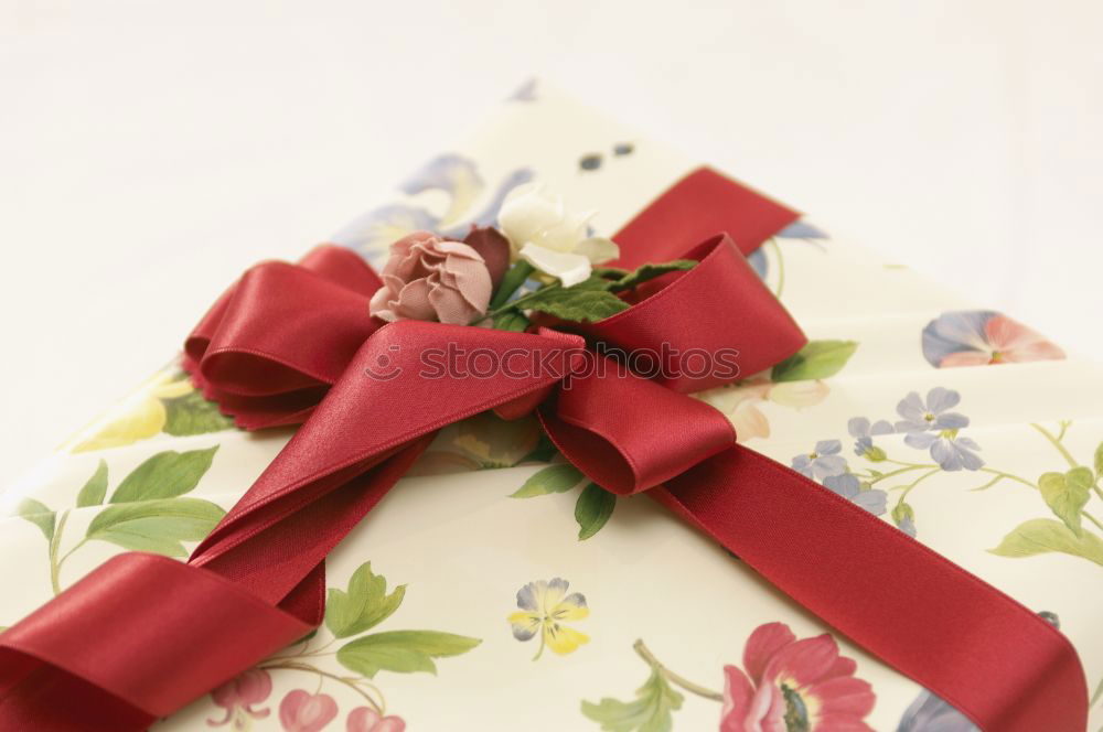 Similar – Image, Stock Photo Gift box, wrapped in recycled paper and red bow