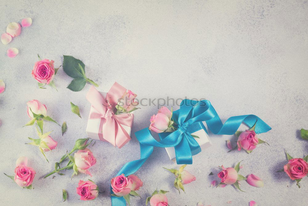 Similar – Empty greeting card with flowers and ribbon