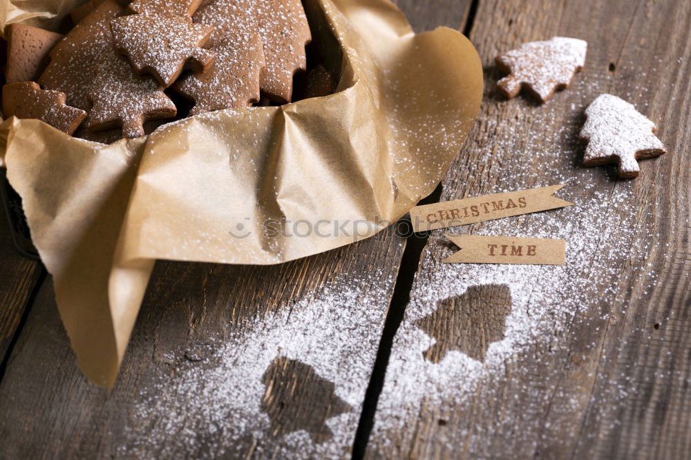 Similar – Image, Stock Photo Cooking cookies with cookie cutters on a dark table