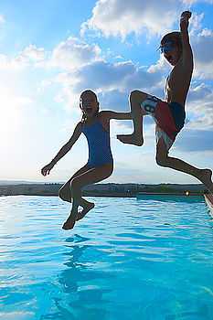 Similar – Image, Stock Photo Boy jumps into the water