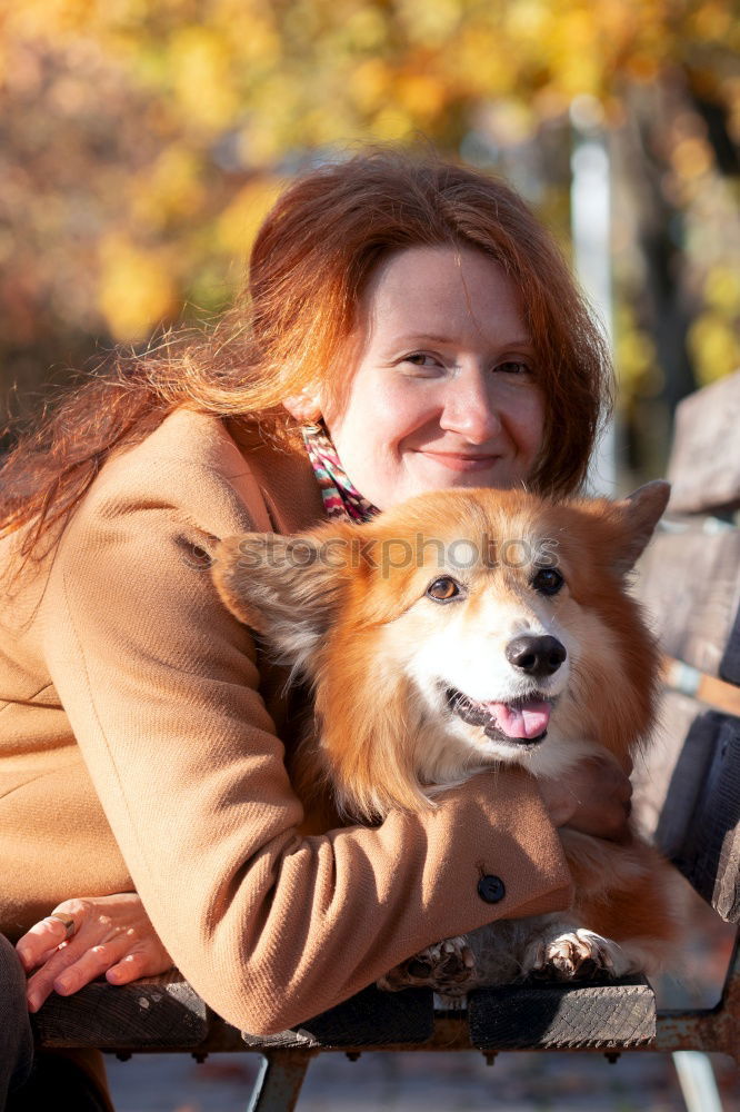 Similar – Foto Bild Schmusen. Hund Frau