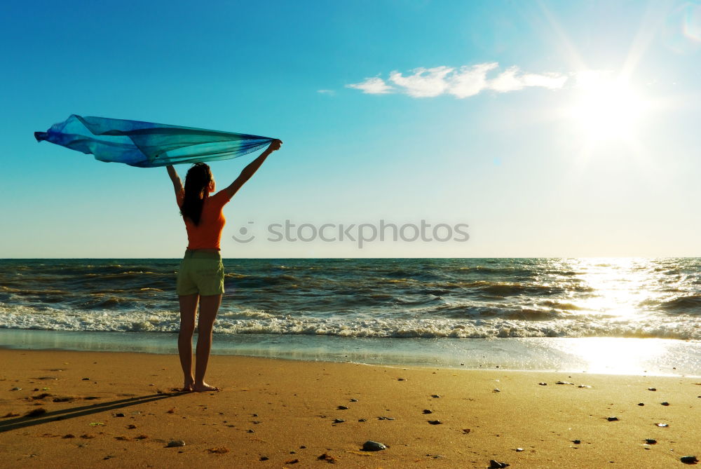 Similar – Image, Stock Photo Surfer girl on green coral reef