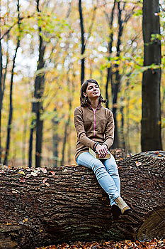 Similar – Image, Stock Photo Man posing in autumnal wood