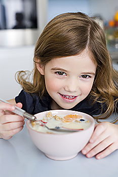 Image, Stock Photo Portrait of little girl preparing baking cookies.