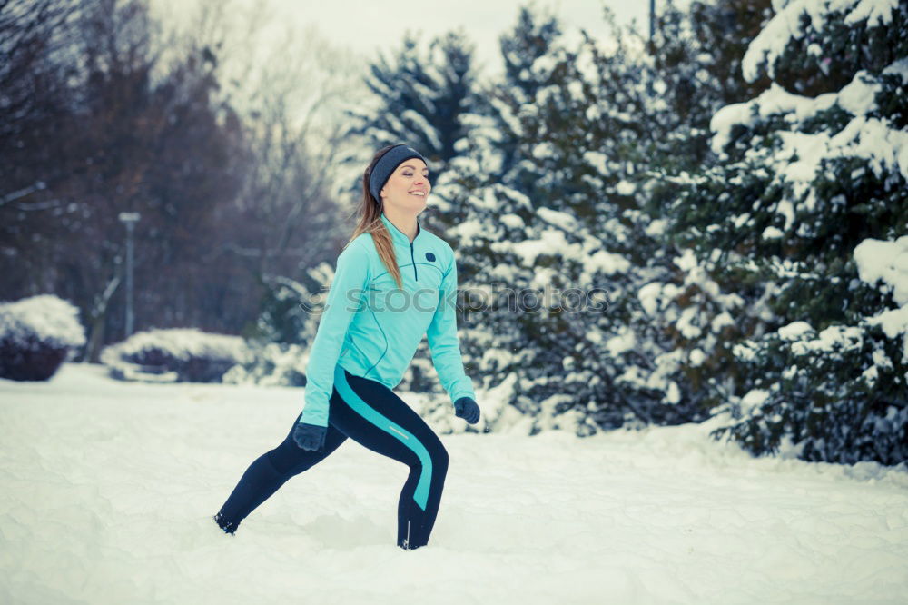 Similar – Active young woman exercising outdoors