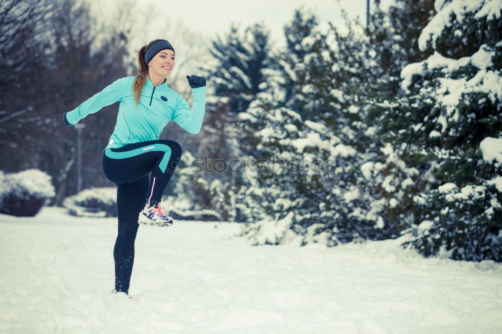 Similar – Active young woman exercising outdoors