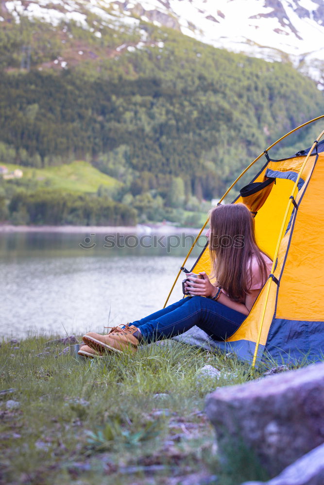 Similar – View from inside the tent