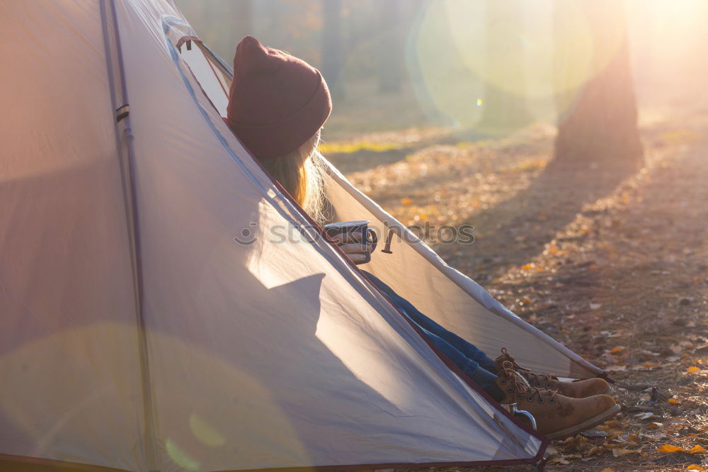 Similar – Image, Stock Photo Tent in the forest on sunlight