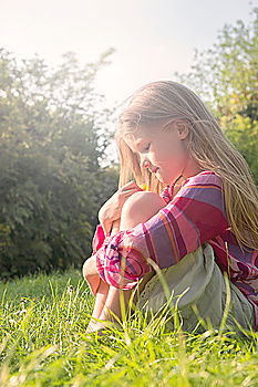Similar – Image, Stock Photo Woman with child on lawn