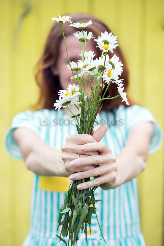 Similar – Young woman resting in a field of flowers