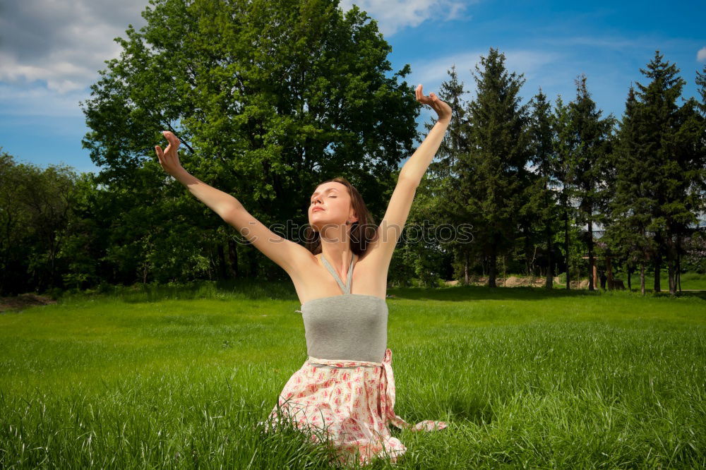 Similar – Image, Stock Photo Man doing yoga in nature.