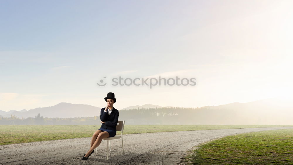 Similar – Woman jogging in countryside